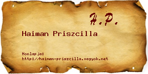 Haiman Priszcilla névjegykártya